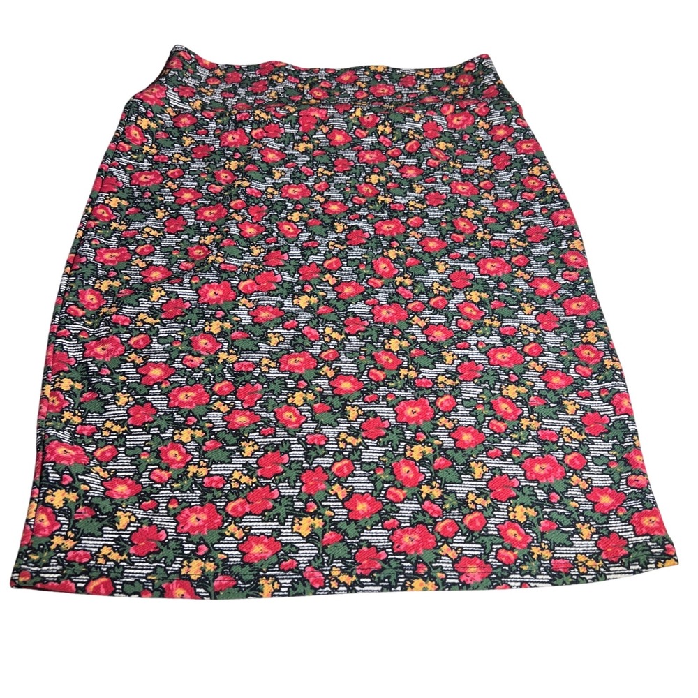 Unicorn LuLaRoe Cassie Spring Floral Pencil Skirt Womens L Flowers Dopamine